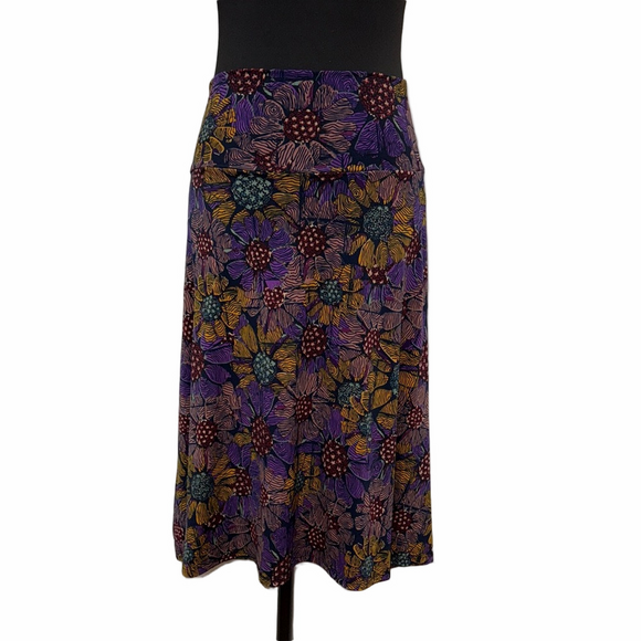 LuLaRoe Dresses & Skirts - LuLaRoe Azure Skirt Small Purple Yellow Floral A Line Stretch